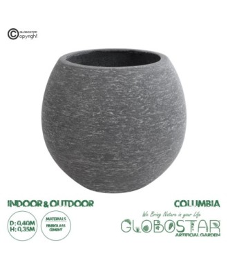 GloboStar® Artificial Garden COLUMBIA 20797 Επιδαπέδιο Πολυεστερικό Τσιμεντένιο Κασπώ Γλάστρα - Flower Pot Γκρι Φ40 x Υ35cm